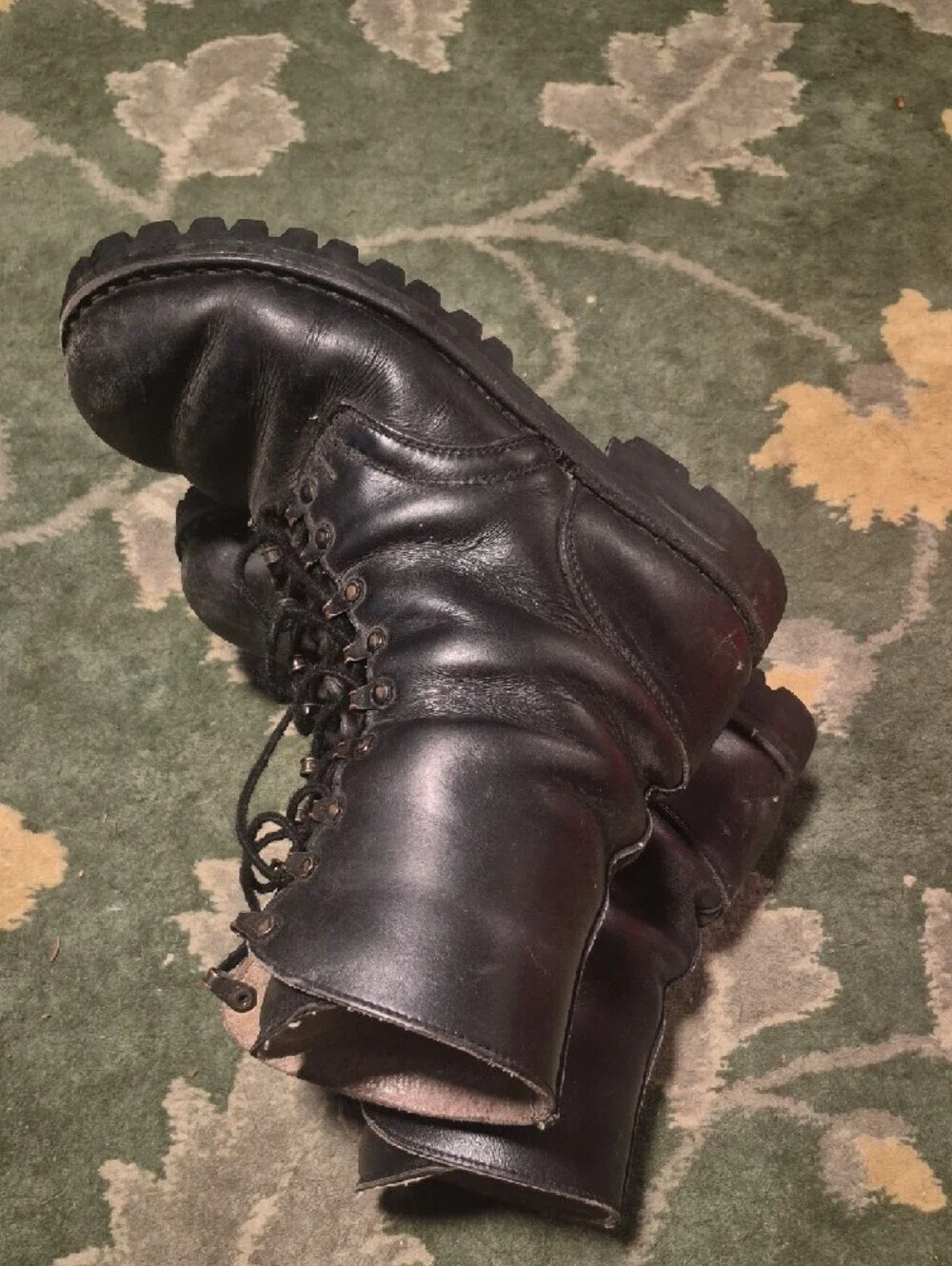 Men's Black Leather Lace-Up Work Boots